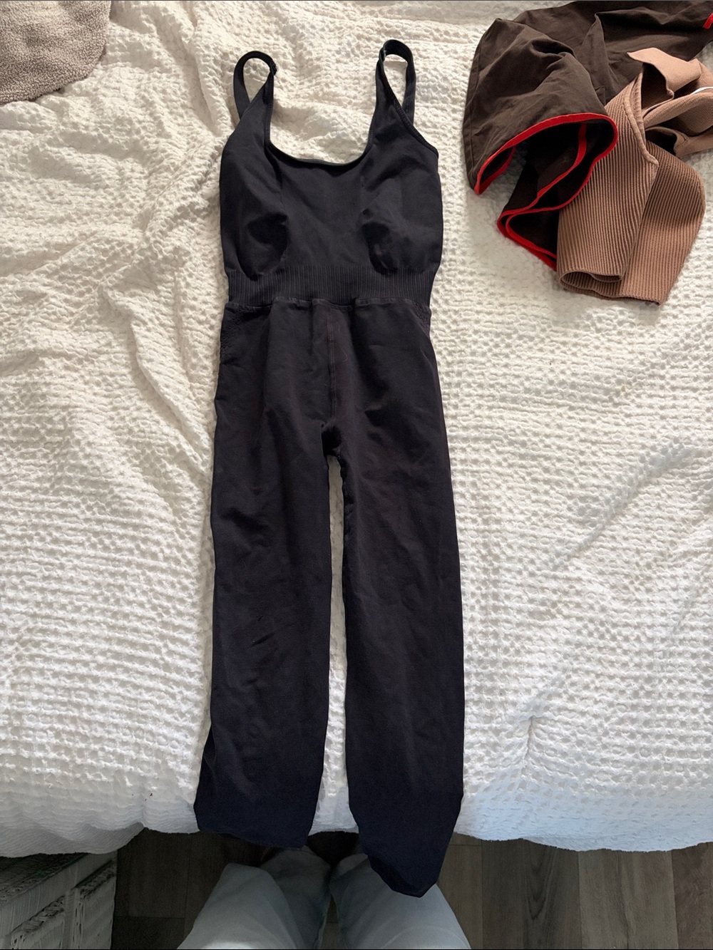 Black One-Piece Ribbed Jumpsuit